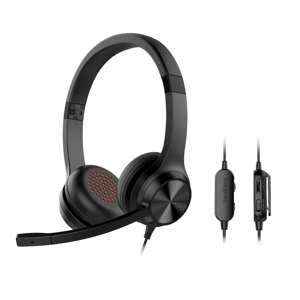 Creative Chat Cuffie on-ear stereo da 3 5mm con microfono a condensatore antirumore e telecomando a filo Saldi Di Fabbrica
