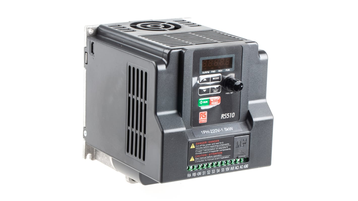 Rs-Online Inverter RS PRO 1 5 kW 230 V c.a. 1 fase 0.01 → 599Hz Qualità Garantita