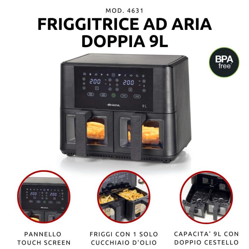Ariete FRIGGITRICE AD ARIA 9L DOPPIO CESTELLO CON VETRO Negozi Online
