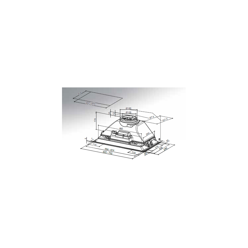 FABER 305.0602.041 cappa aspirante ad incasso INKA SMART C/33 LG A70 300 m³/h classe d grigio chiaro Vendita Economica