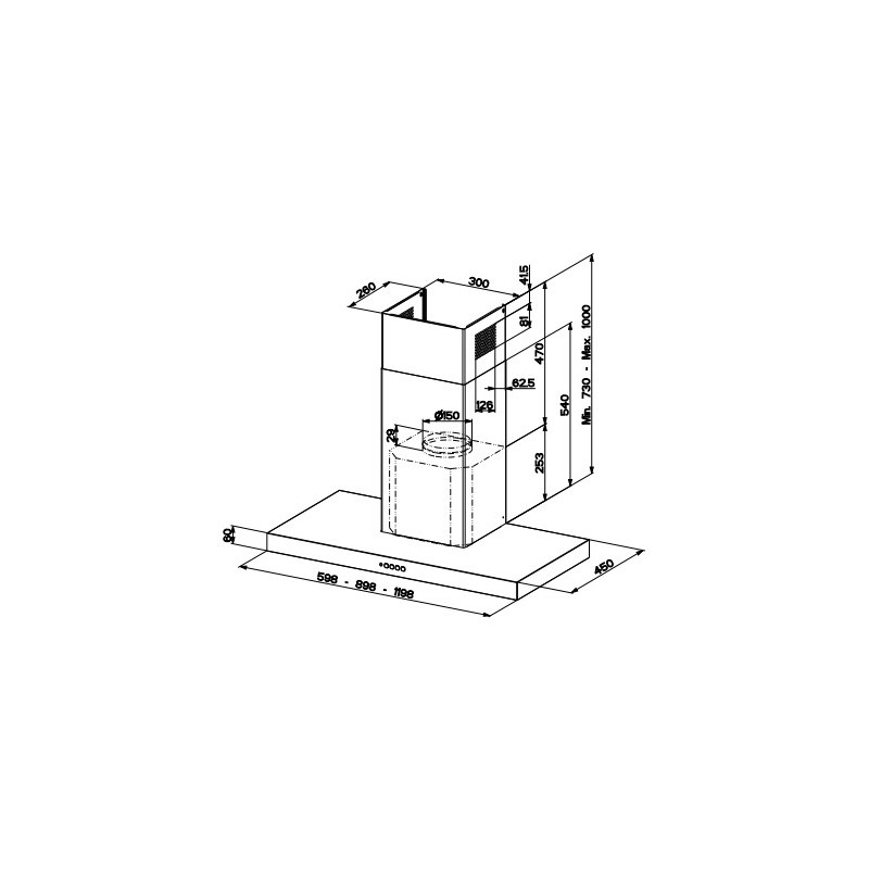FABER S.p.A. Stilo Comfort BK Matt A90 Cappa aspirante a parete Nero 690 m³/h B Offerte