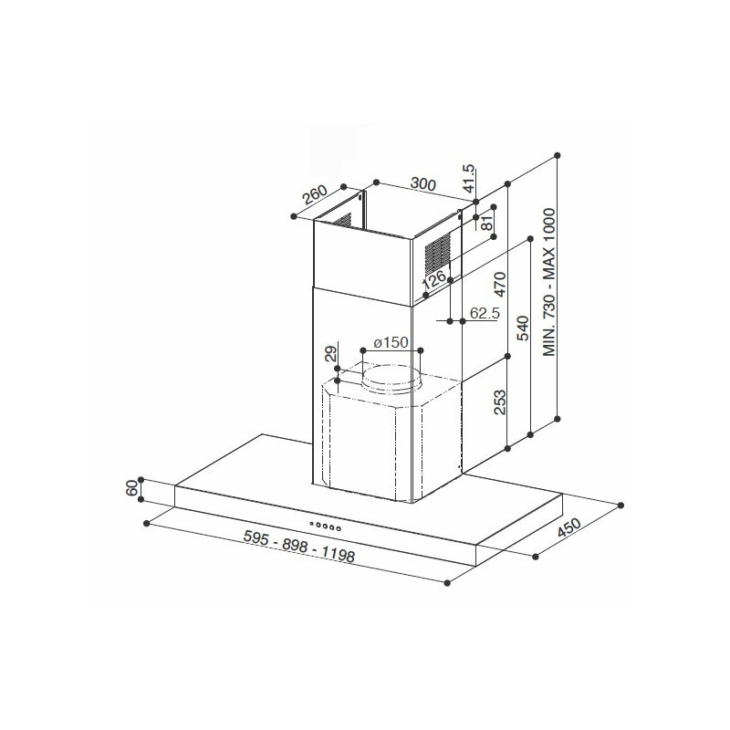FABER S.p.A. Stilo Smart X A90 Cappa aspirante a parete Acciaio inox 435 m³/h D Vendita Calda