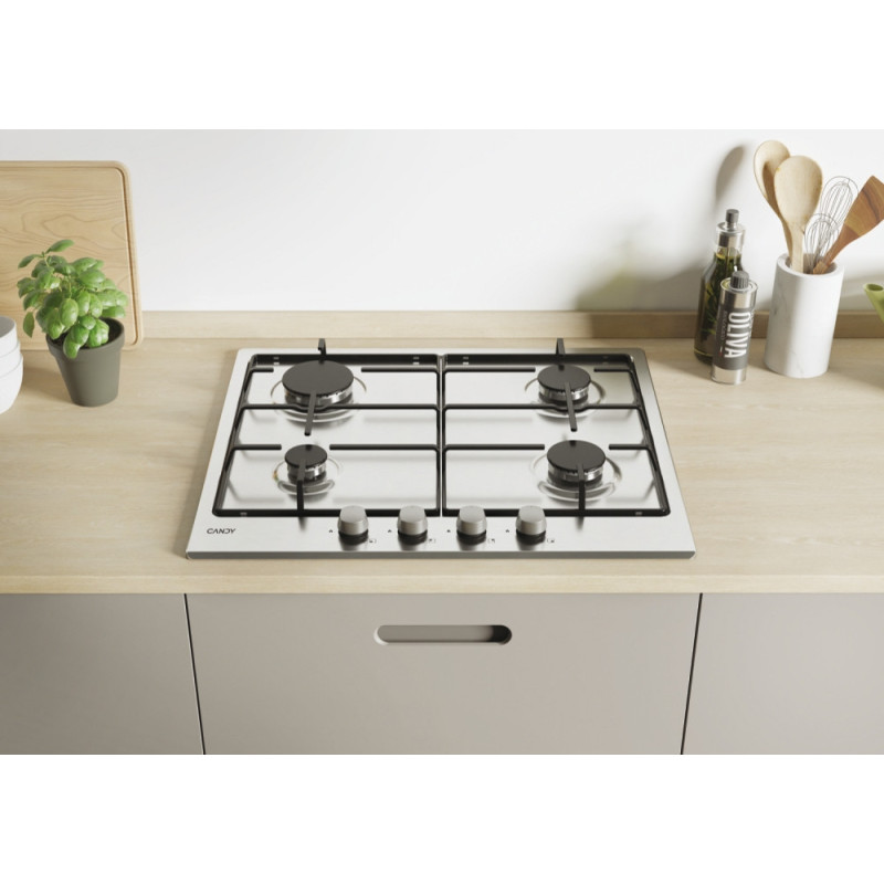 Candy Timeless CDOY6GRX Acciaio inox Da incasso 59 cm Gas 4 Fornello(i) Novità