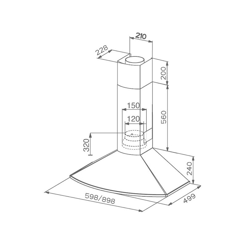 FABER S.p.A. TENDER X A60 Cappa aspirante a parete Acciaio inox 400 m³/h D Negozi Online