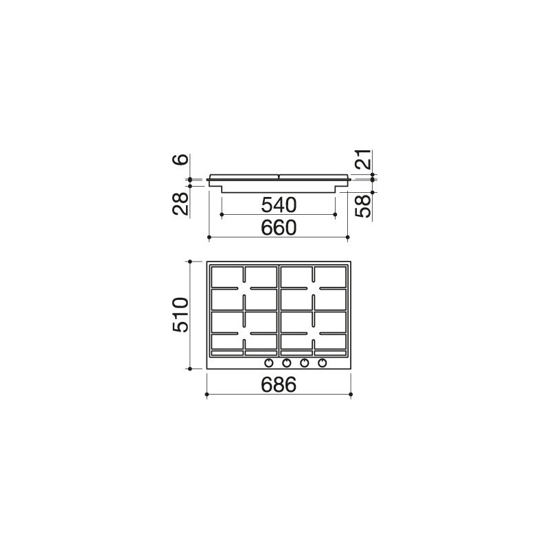 Barazza 1PBF74 piano cottura Nero Acciaio inox Da incasso Gas 4 Fornello(i) Prezzo basso
