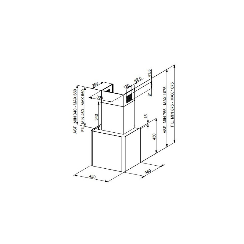 FABER S.p.A. Lithos EG6 WH Matt LED A45 Cappa aspirante a parete Bianco 580 m³/h C Duty-free