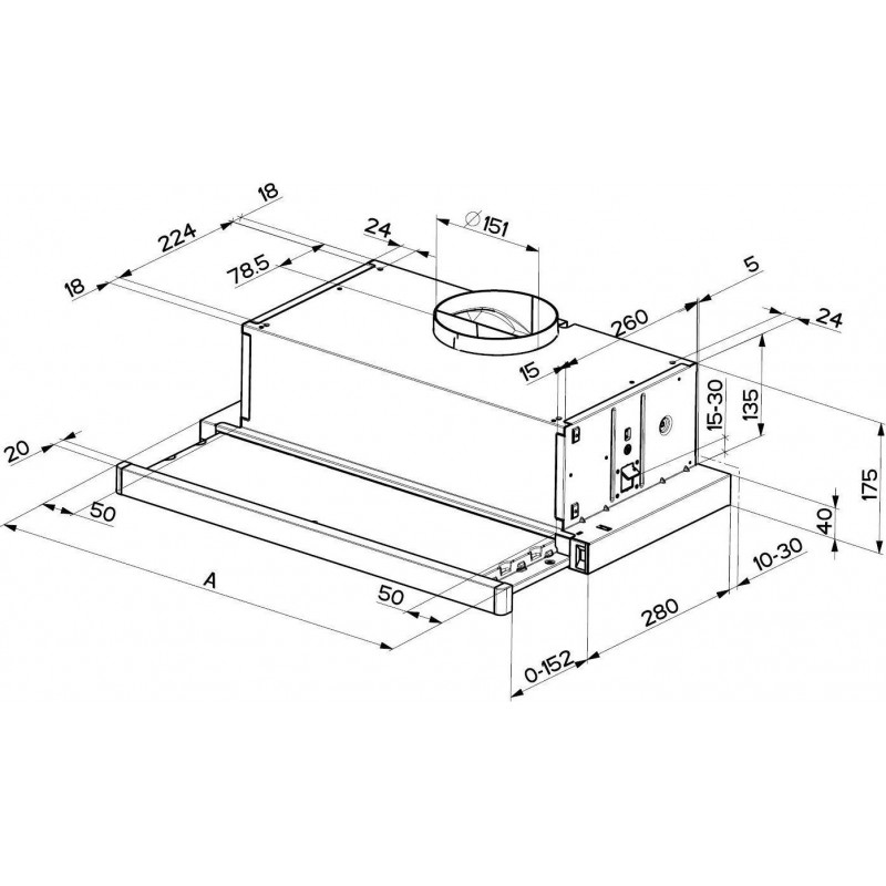FABER 315.0635.133 Cappa Cucina Aspirante Sottopensile FLEXA NG HIP AM/X A60 420m3/h Acciaio Inox Consegna Veloce