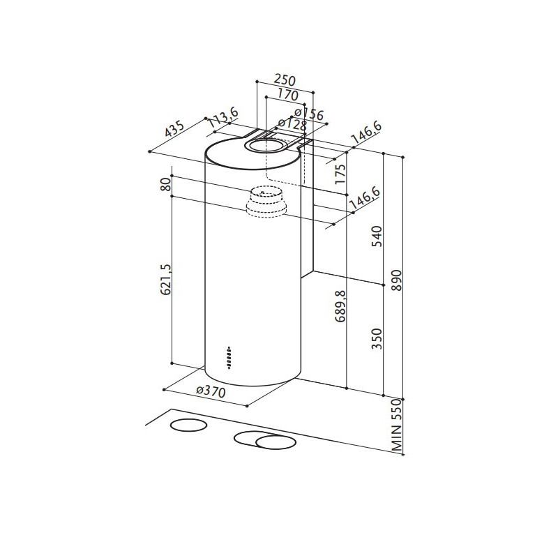 FABER S.p.A. Cylindra/2 EV8 2EL XH890 Cappa aspirante a parete Acciaio inox 570 m³/h C Offerte