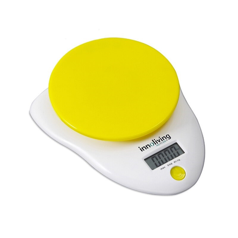 Innoliving INN-126 Bianco Giallo Superficie piana Rotondo Bilancia da cucina elettronica Offerta esclusiva
