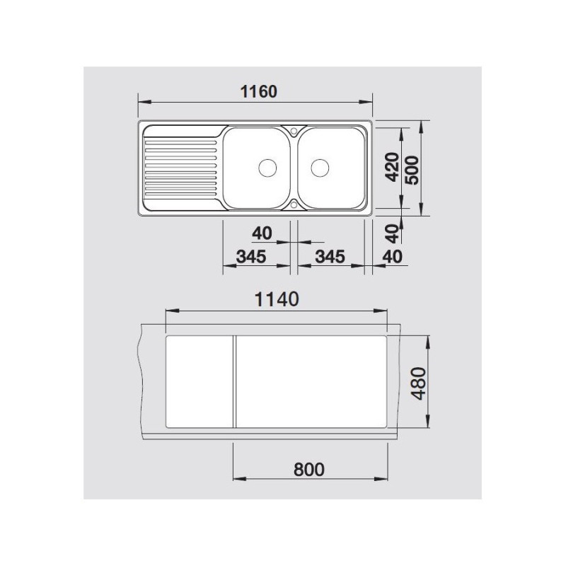 BLANCO 1324950 Lavello TIPO 8 S Compact 2 vasche Dx dimensione 1160x500 mm Acciaio Inox Cyber Monday