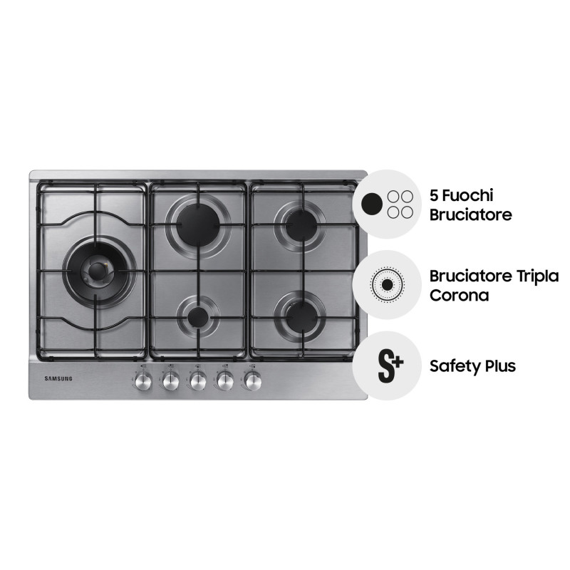 Samsung NA75M3130AS Piano cottura a gas 75cm 5 bruciatori Inox Offerte giornaliere