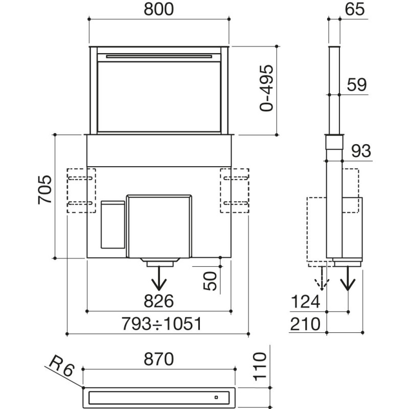 Barazza 1KBDD9 cappa aspirante Aspirazione verso il basso Acciaio inox 1000 m³/h C Vendita