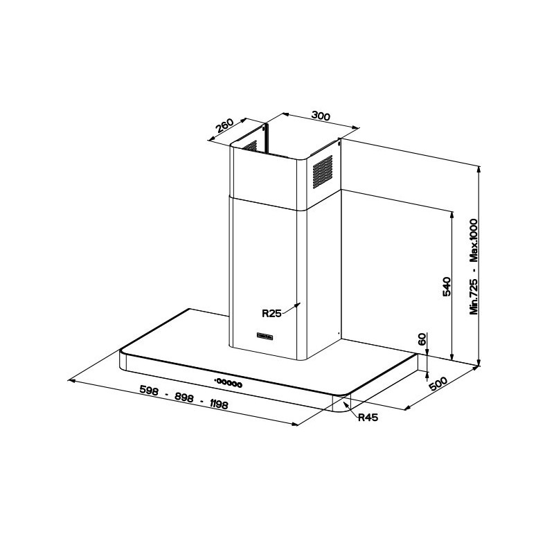 FABER S.p.A. T-Light Inox A90 Evo Cappa aspirante a parete Acciaio inox 690 m³/h Saldi