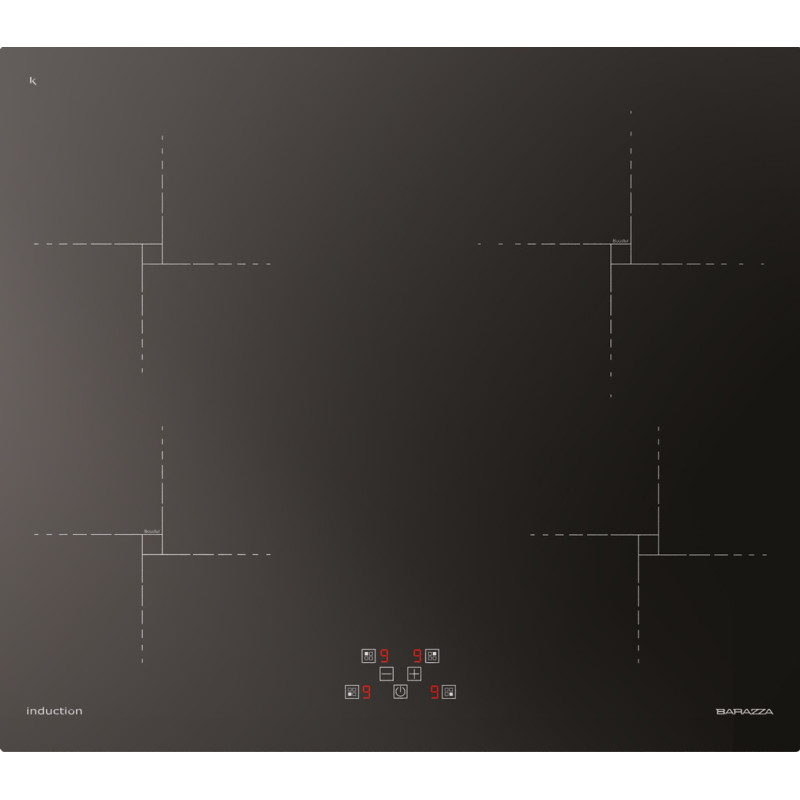 Barazza 1PIDG64N piano cottura Nero Da incasso 60 cm Piano cottura a induzione 4 Fornello(i) Italy