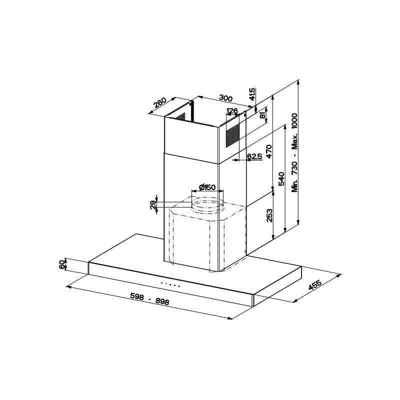 FABER S.p.A. Stilo Glass Smart A60 Cappa aspirante a parete Acciaio inox 690 m³/h B Consegna Veloce