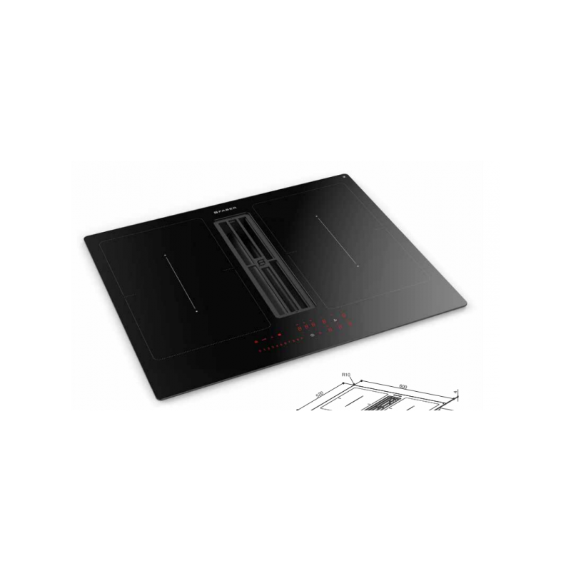 FABER GALILEO SMART BK Piano Cottura a induzione con Cappa Integrata 60 cm + Kit 340.0627.228 - Vetro Nero Fino Al -60%
