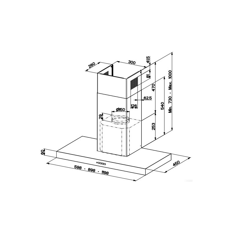 FABER S.p.A. Stilo Comfort BK Matt A120 Cappa aspirante a parete Nero 690 m³/h B Vendita Economica