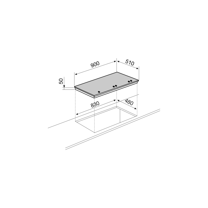 GLEM GAS GV95TXBK Piano cottura da incasso 90cm 5 fuochi gas 1 rapido - Vetro nero Sconto