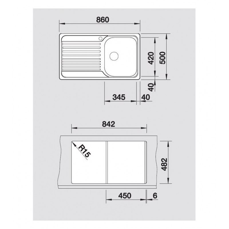 BLANCO 1324947 Lavello Tipo 45 S 1 vasca Dx 86x50cm Acciaio Inox Vendita Economica
