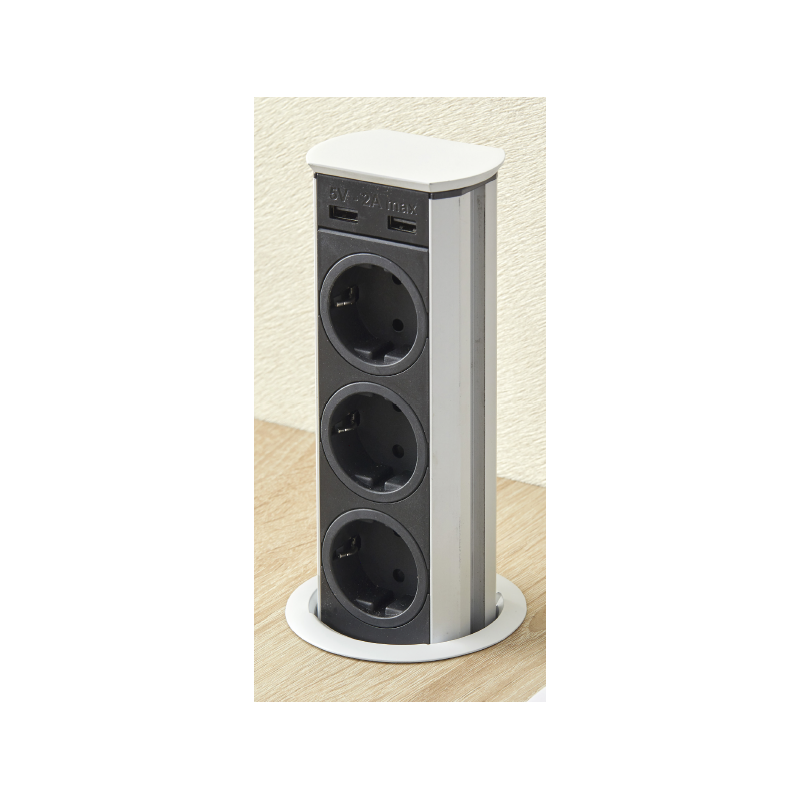 SFL A9503 Torretta multipresa a scomparsa 3 Schuko 2 Usb - Bianco Promozione temporanea