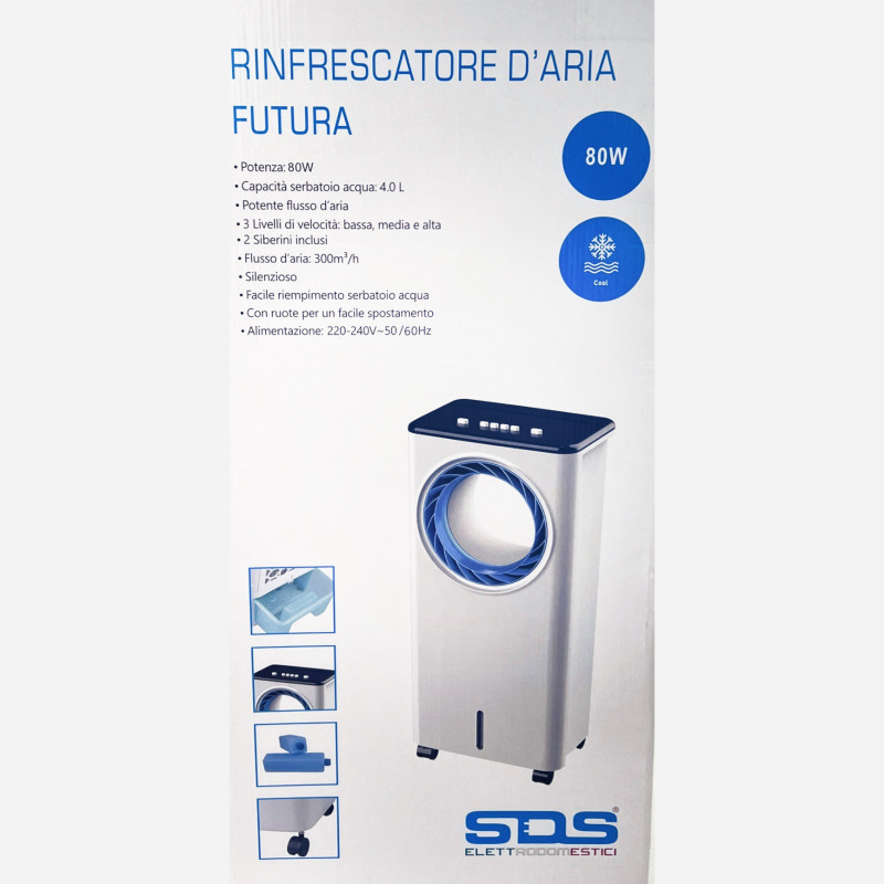 SDS Raffrescatore D'Aria Futura 80 W Capacità 4 0 L Flusso D'aria 300 m3/h - Bianco Fino al 60% di sconto