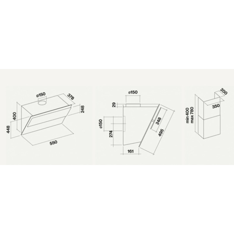Falmec Verso Cappa aspirante a parete Nero 800 m³/h A 50% di sconto con spedizione gratuita