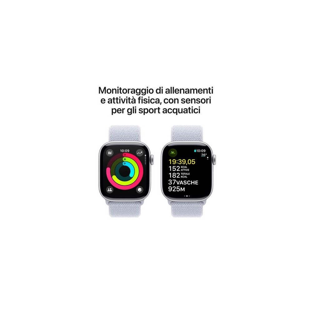 APPLE Apple Watch Series 10 GPS 42mm Silver Aluminium Case with Blue Cloud Sport Loop Liquidazione