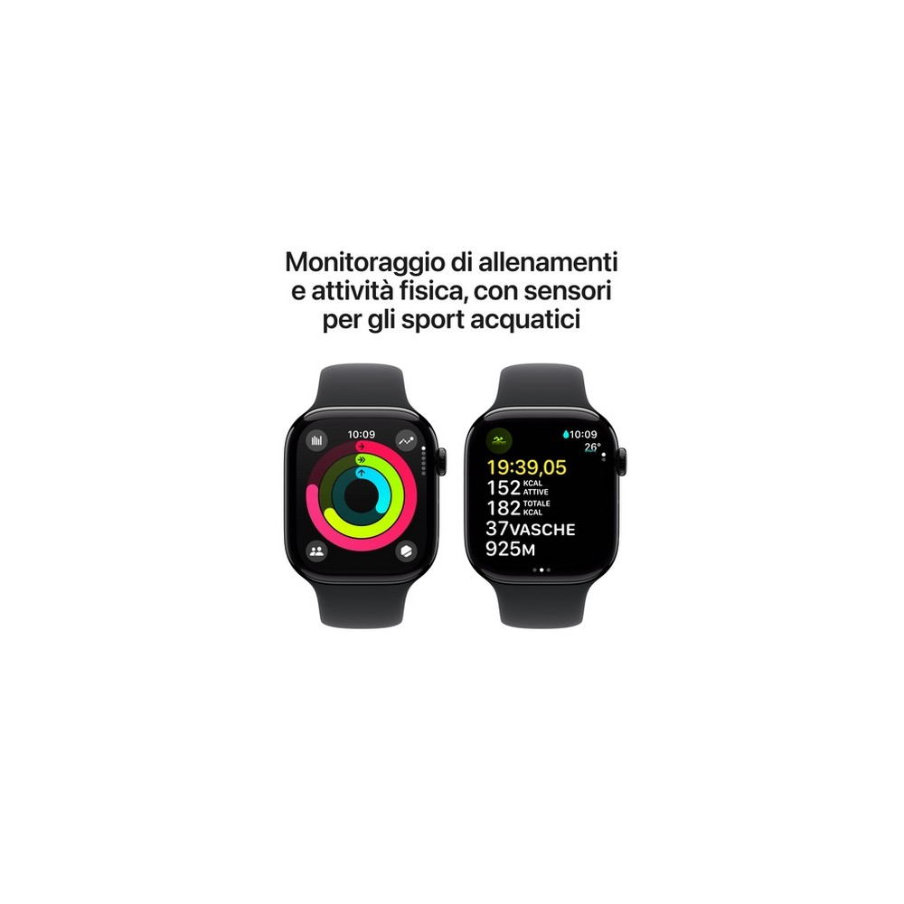 APPLE Apple Watch Series 10 GPS + Cellular 46mm Jet Black Aluminium Case with Black Sport Band - S/M Black Friday Prezzi