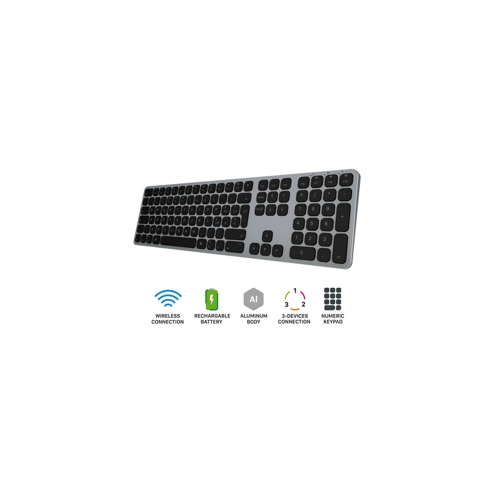 TUNIT Tastiera wireless in alluminio con tastierino numerico - Grigio Siderale ITA Offerte giornaliere